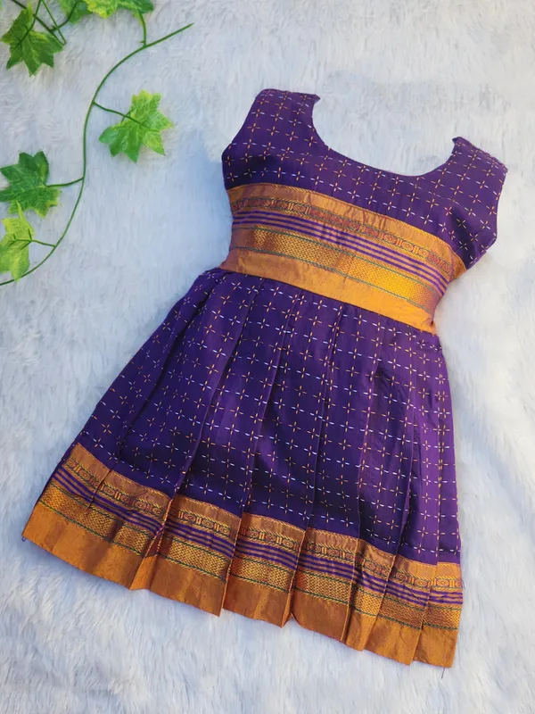 Blue_Cotton_Silk_Sleeveless_Round_Neck_Fit_And_Flare_Dress_For_Girls