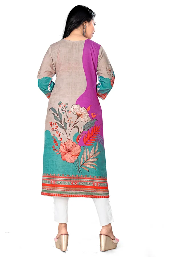 White_Printed_Embroidery_Kurta_For_Women