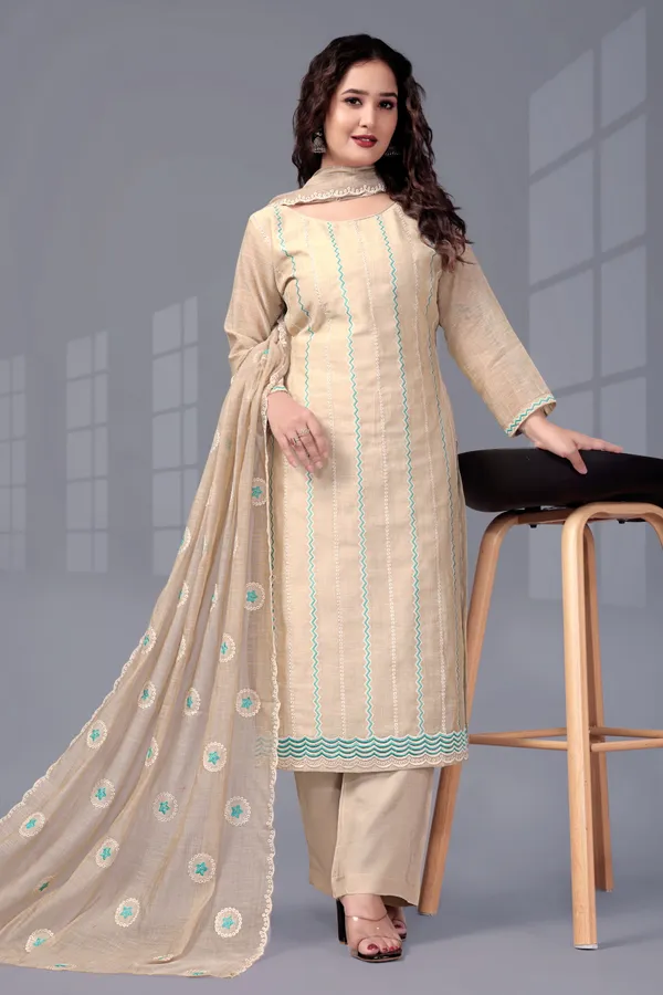 Chiku_Ethnic_Motifs_Embroidered_Regular_Thread_Work_Kurti_With_Trousers_&_Dupatta_For_Women