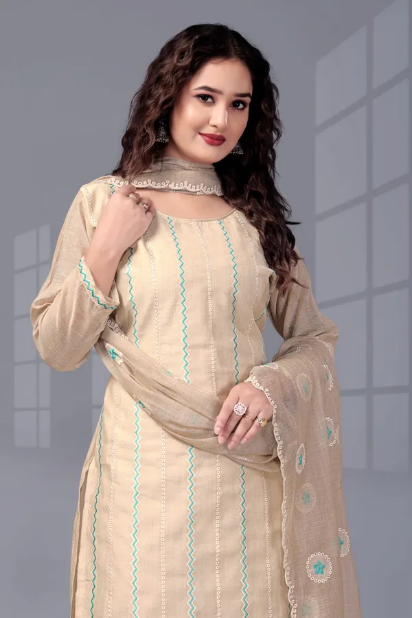 Chiku_Ethnic_Motifs_Embroidered_Regular_Thread_Work_Kurti_With_Trousers_&_Dupatta_For_Women
