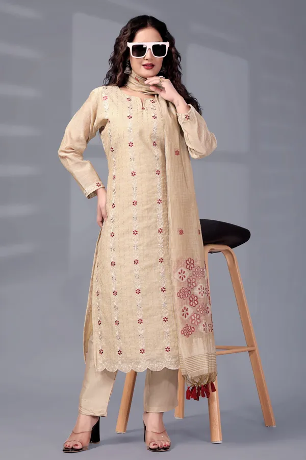 Chiku_Ethnic_Motifs_Embroidered_Regular_Thread_Work_Kurti_With_Trousers_&_Dupatta_For_Women