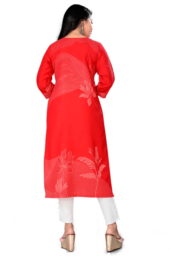 Orange_Floral_Printed_Thread_Work_Straight_Kurta_For_Women