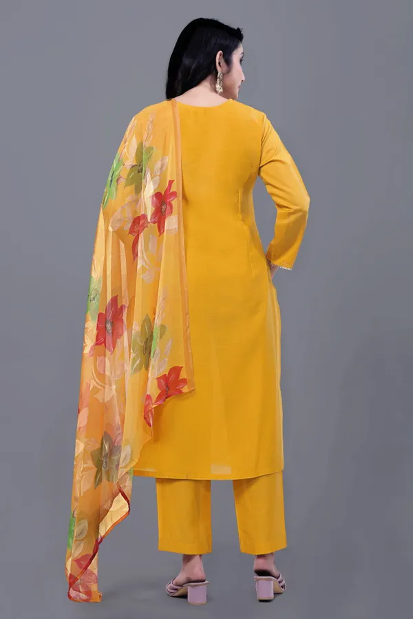Yellow_Ethnic_Motifs_Embroidered_Kurta_With_Trousers_&_Dupatta_For_Women
