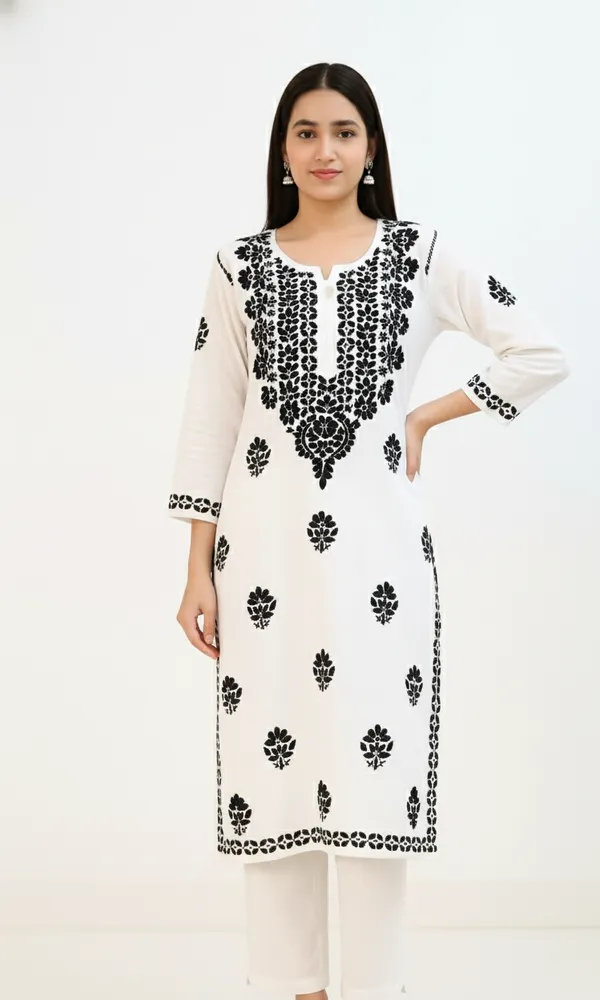 White_Rayon_Regular_Fit_Kurti_For_Women