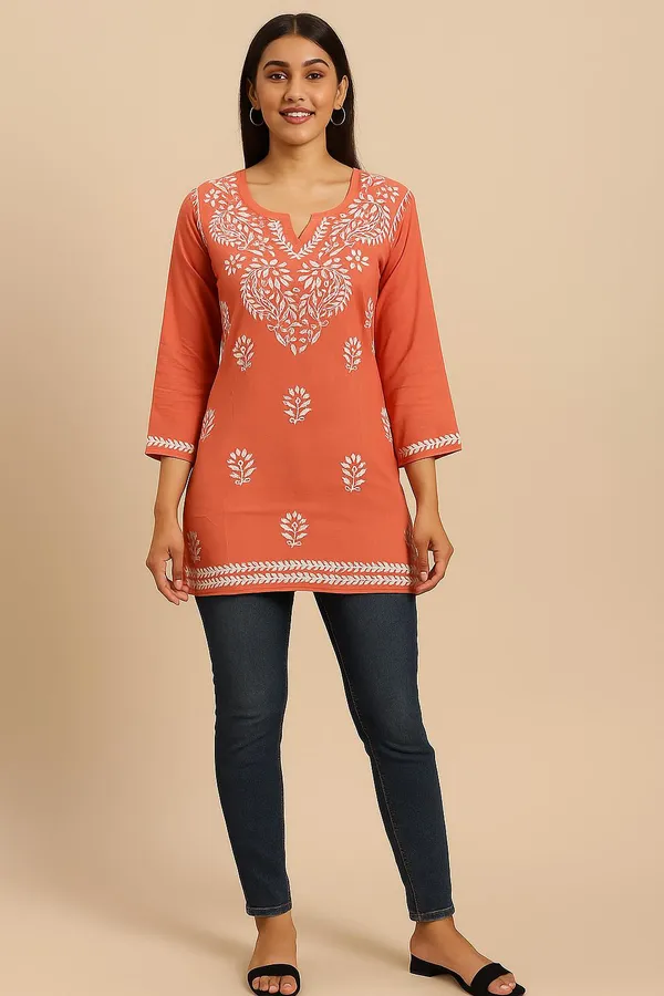 Tomato_Rayon_Regular_Fit_Short_Top_For_Women
