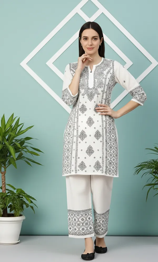 White_Rayon_Regular_Fit_Kurta_Set_For_Women