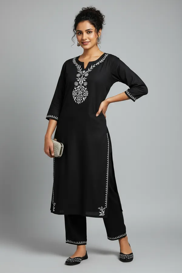 Black_Rayon_Regular_Fit_Kurta_Set_For_Women