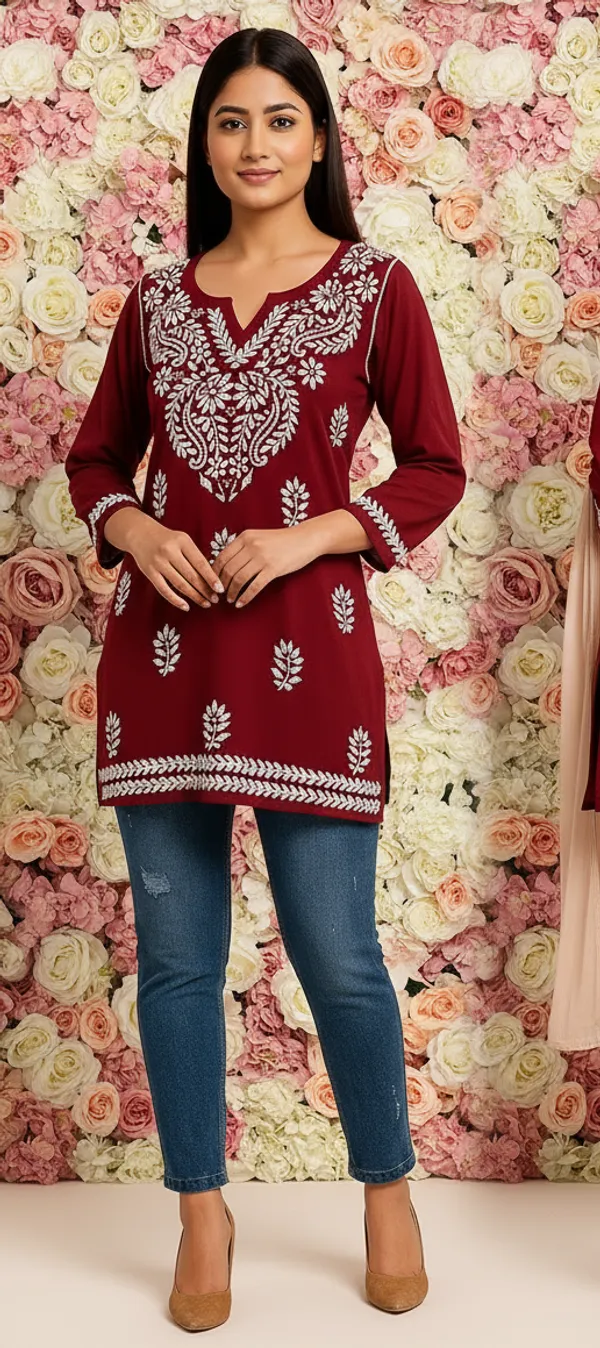 Maroon_Rayon_Regular_Fit_Short_Top_For_Women