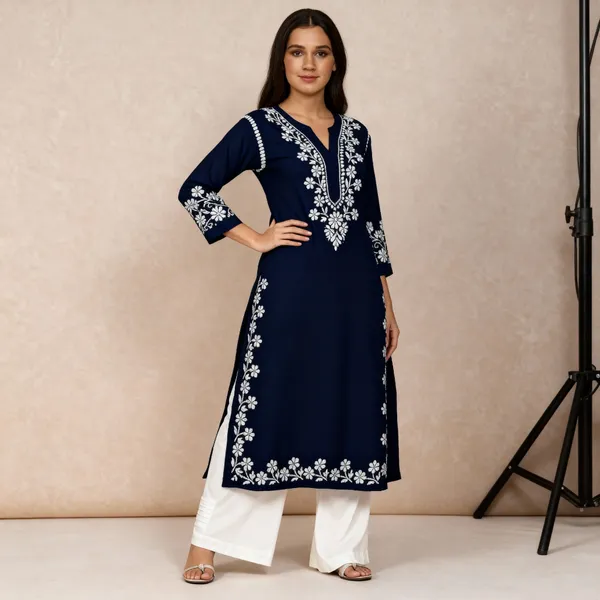 Navy_Blue_Rayon_Regular_Fit_Kurti_For_Women