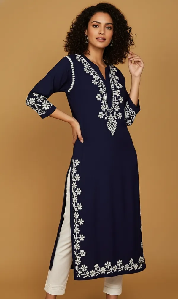 Navy_Blue_Rayon_Regular_Fit_Kurti_For_Women