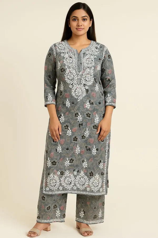 Grey_Rayon_Regular_Fit_Kurta_Set_For_Women