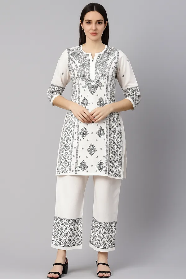 White_Rayon_Regular_Fit_Kurta_Set_For_Women