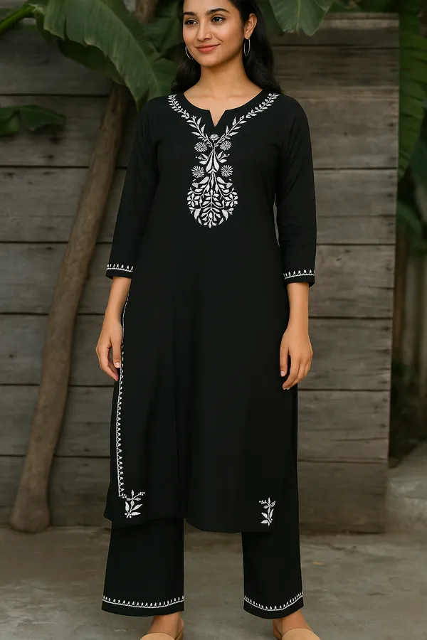 Black_Rayon_Regular_Fit_Kurta_Set_For_Women