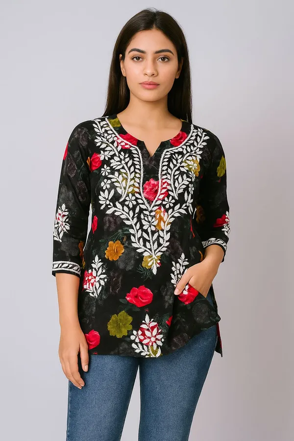 Black_Rayon_Regular_Fit_Short_Top_For_Women