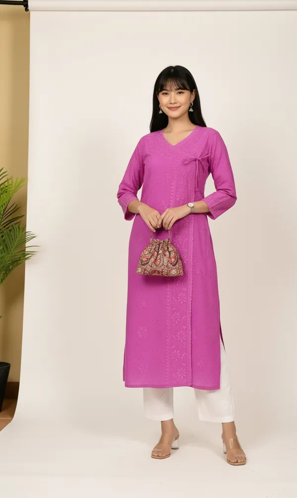 Onion_Pink_Rayon_Regular_Fit_Kurti_For_Women