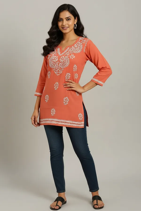 Tomato_Rayon_Regular_Fit_Short_Top_For_Women