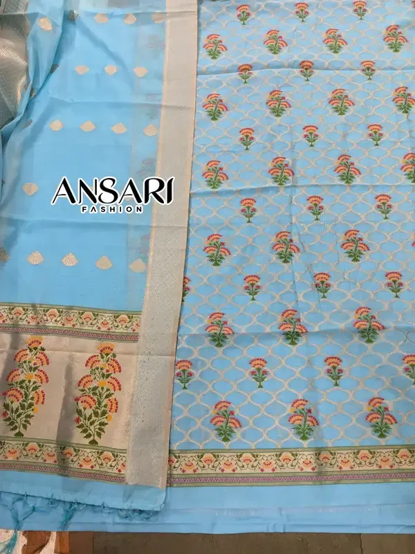 Banarasi_Jamdani_Cotton_Silk_Suit_Set_in_Sky_Blue_with_Jhalar_Dupatta_|_Ansari_Fashion