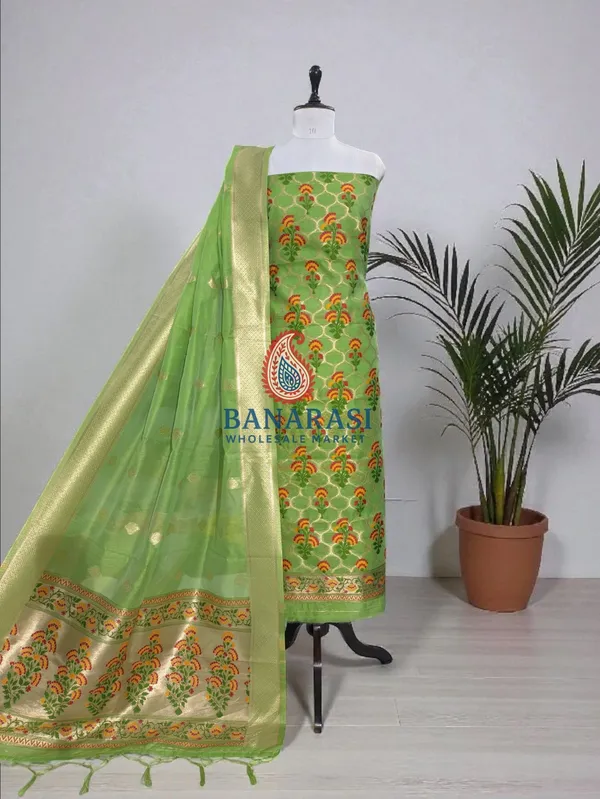 Banarasi_Suits_–_Jamdani_Silky_Cotton_Tilfi_Meena_&_Zari_Woven_with_Dupatta_–_Pista_Green