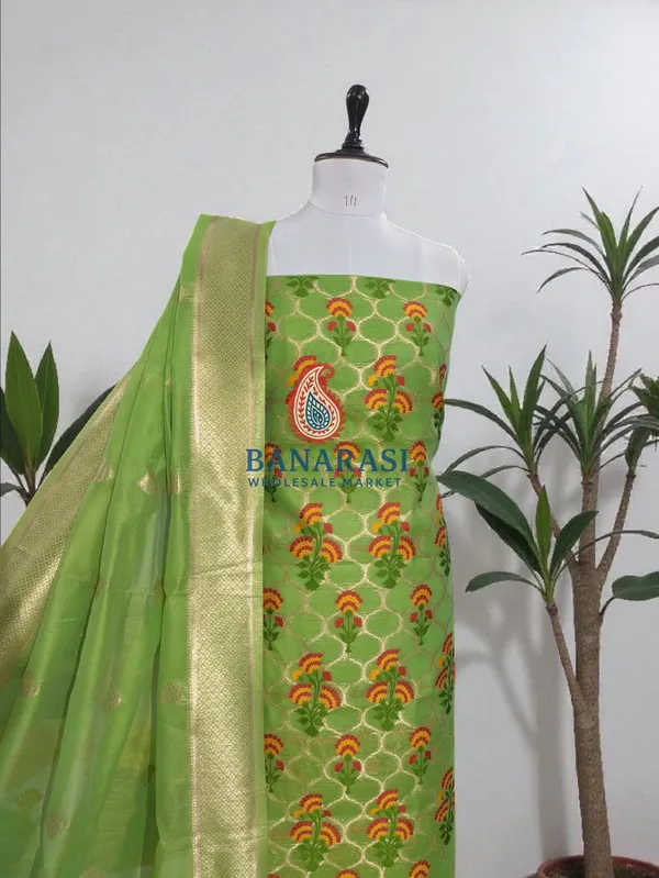 Banarasi_Suits_–_Jamdani_Silky_Cotton_Tilfi_Meena_&_Zari_Woven_with_Dupatta_–_Pista_Green