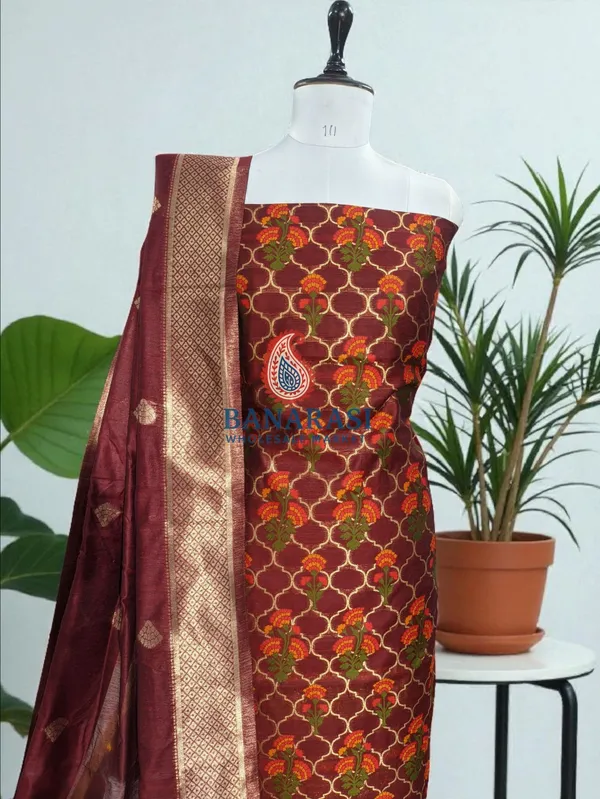 Banarasi_Suits_–_Jamdani_Silky_Cotton_Tilfi_Meena_&_Zari_Woven_with_Dupatta_–_Maroon