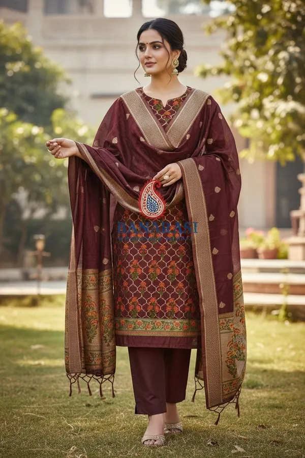 Banarasi_Suits_–_Jamdani_Silky_Cotton_Tilfi_Meena_&_Zari_Woven_with_Dupatta_–_Maroon