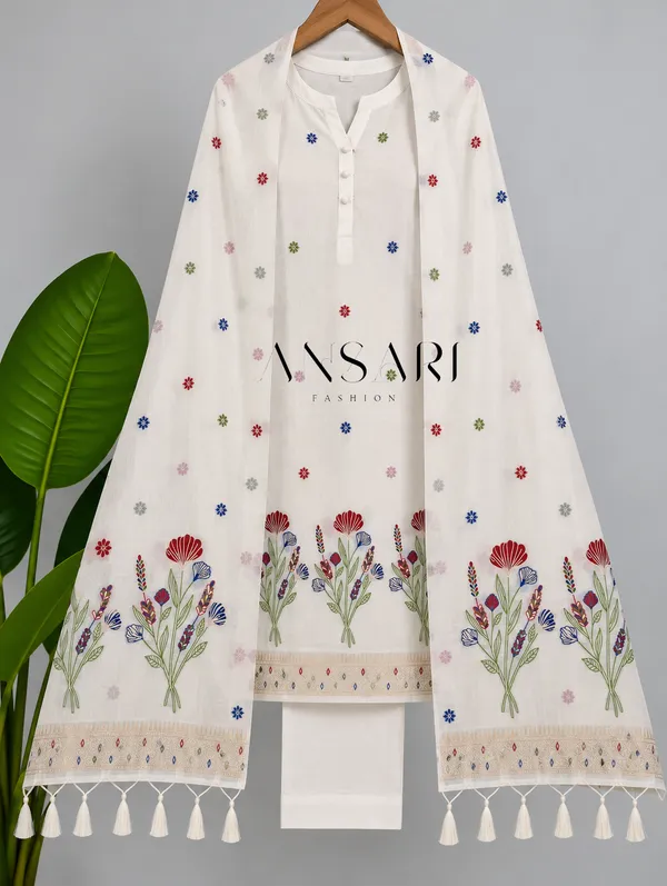 Banarasi_Jamdani_Cotton_Silk_Suit_Set_–_Off_White