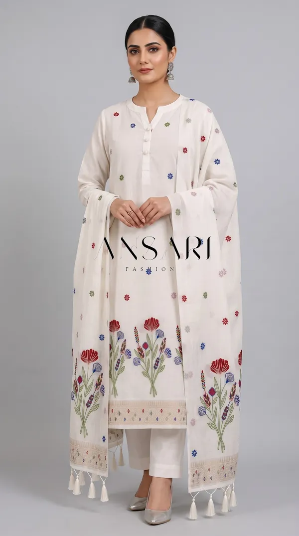 Banarasi_Jamdani_Cotton_Silk_Suit_Set_–_Off_White