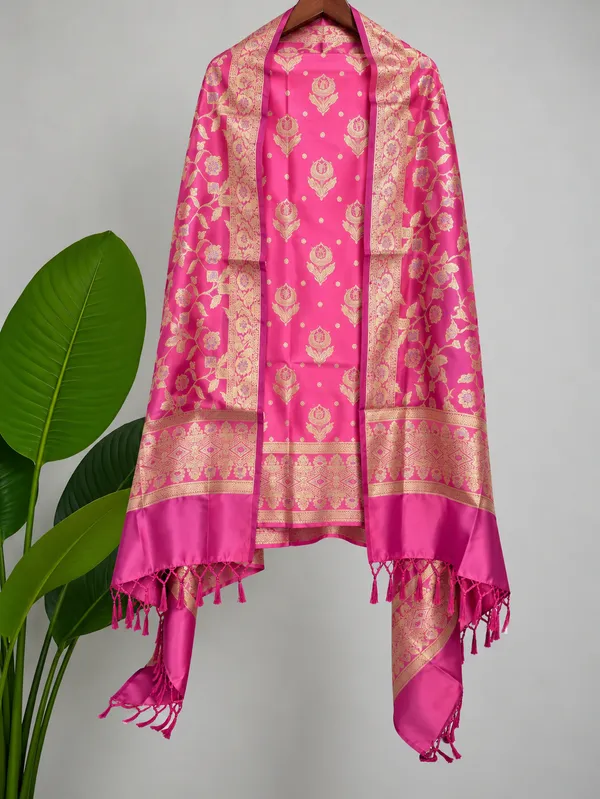 Banarasi_Katan_Silk_Tilfi_Meena_Zari_Woven_Suit_Set_–_Pink