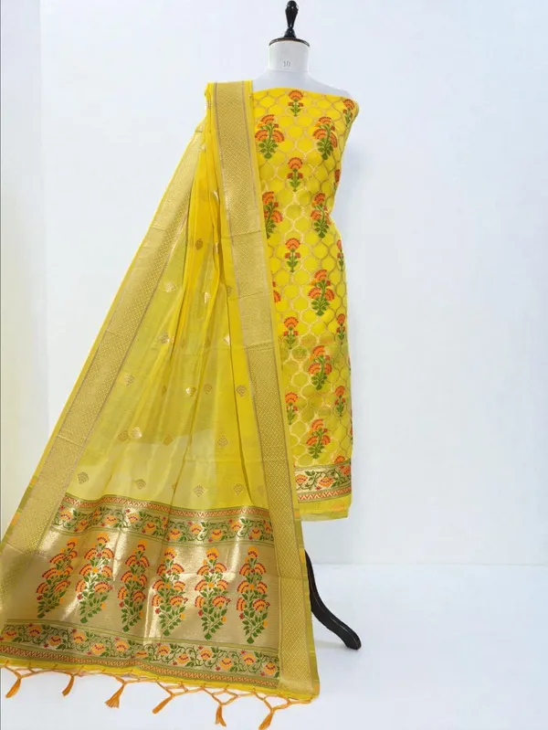 Banarasi_Suits_–_Jamdani_Silky_Cotton_Tilfi_Meena_&_Zari_Weave_–_Yellow