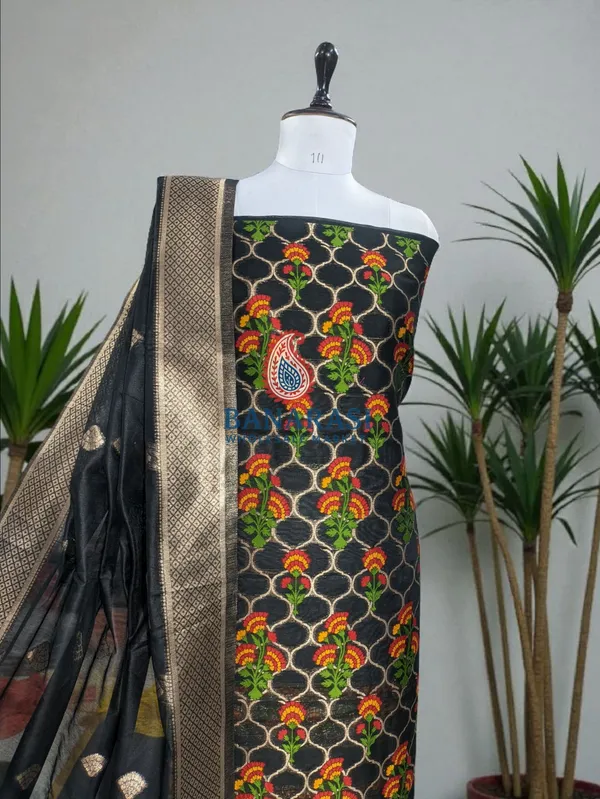 Banarasi_Suits_–_Jamdani_Silky_Cotton_Tilfi_Meena_&_Zari_Woven_with_Dupatta_–_Black