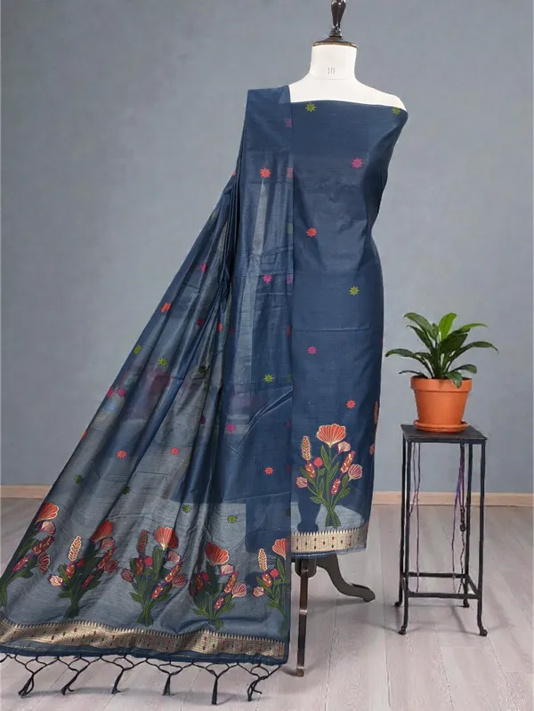Banarasi_Suits_–_Silky_Cotton_Tilfi_Meena_&_Zari_Woven_with_Dupatta_–_Navy_Blue