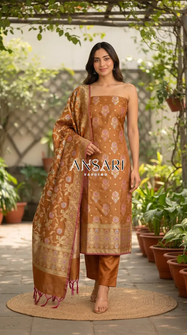Mustred_Soft_Katan_Banarasi_Silk_Tilfi_Meena_Zari_Woven_Unstitched_Suit_Set_for_Women