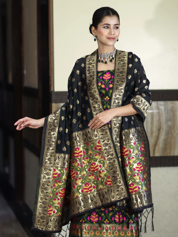 Black_Banarasi_Tilfi_Silk_zari_Suit_with_Meena_Weaving_–_Premium_Unstitched_3-Piece_Set