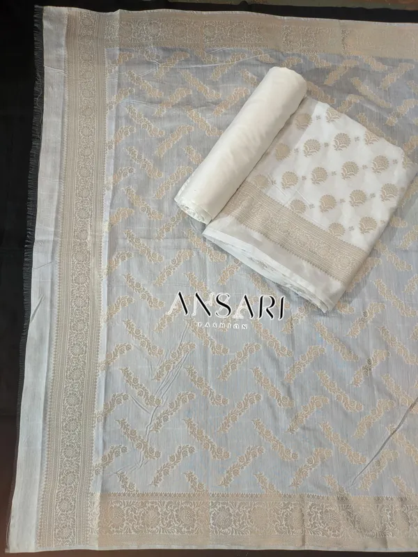 Title:__Banarasi_pure_Cotton_Suit_Set_–_Elegant_White