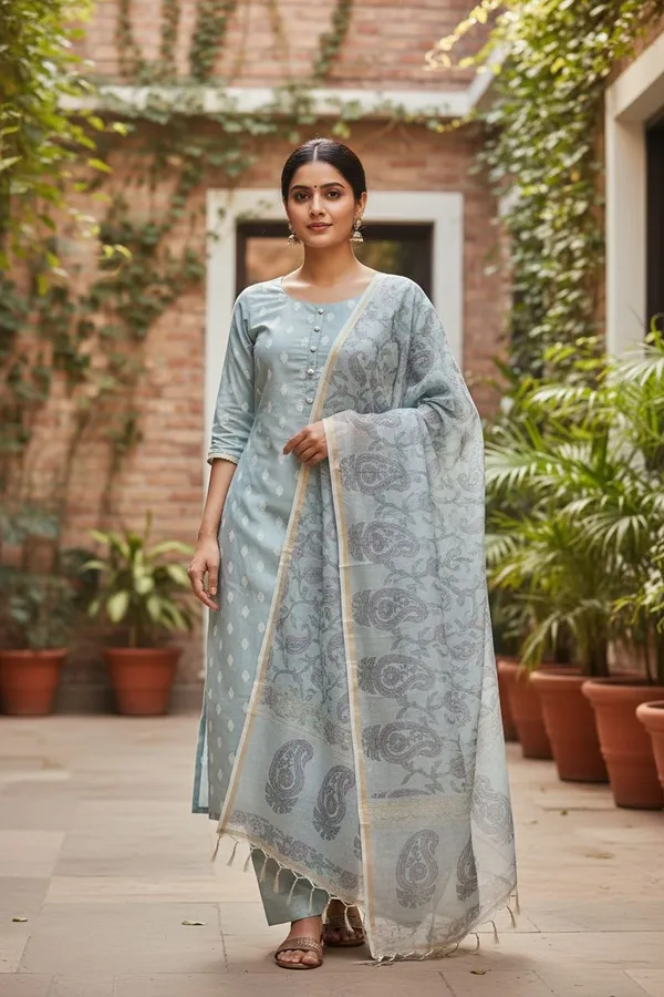 Banarasi_Suits_–_Chanderi_Buti_with_Tie-Dye_Dupatta_–_Light_Grey