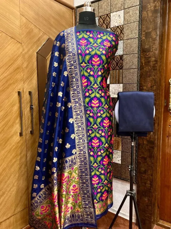 Navy_blue__Banarasi_Tilfi__silk_zari_Suit_with_Meena_Weaving_–_Premium_Unstitched_3-Piece_Set