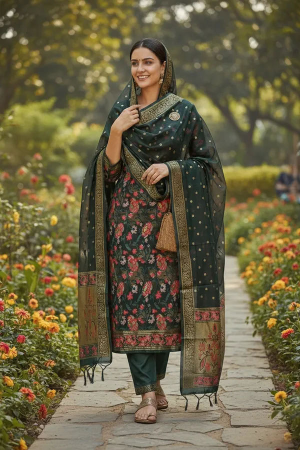 b.green_Banarasi_Cotton_Silk_Tilfi_Meena_Suit_Material__Premium_Unstitched_3-Piece_Set
