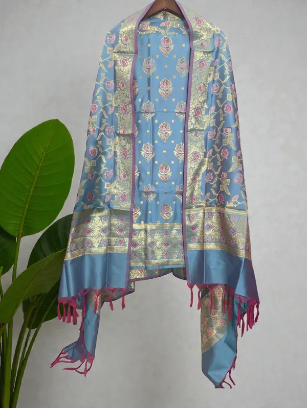 Light_Blue_Soft_Katan_Banarasi_Silk_Tilfi_Meena_Zari_Woven_Unstitched_Suit_Set_for_Women