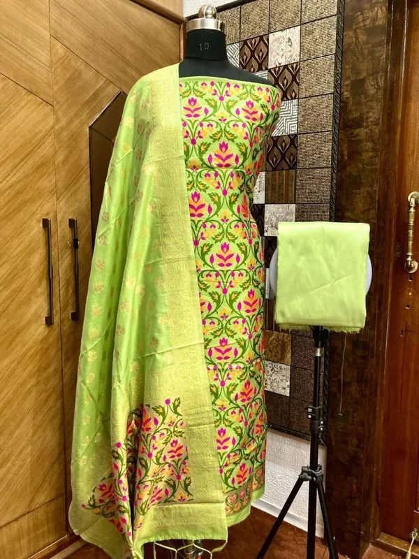 Pista_Green_Banarasi_Tilfi_silk_zari_Suit_with_Meena_Weaving_–_Premium_Unstitched_3-Piece_Set