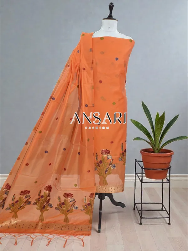 Banarasi_Suits_–_Silky_Cotton_Tilfi_Meena_&_Zari_Woven_with_Dupatta_–_Peach