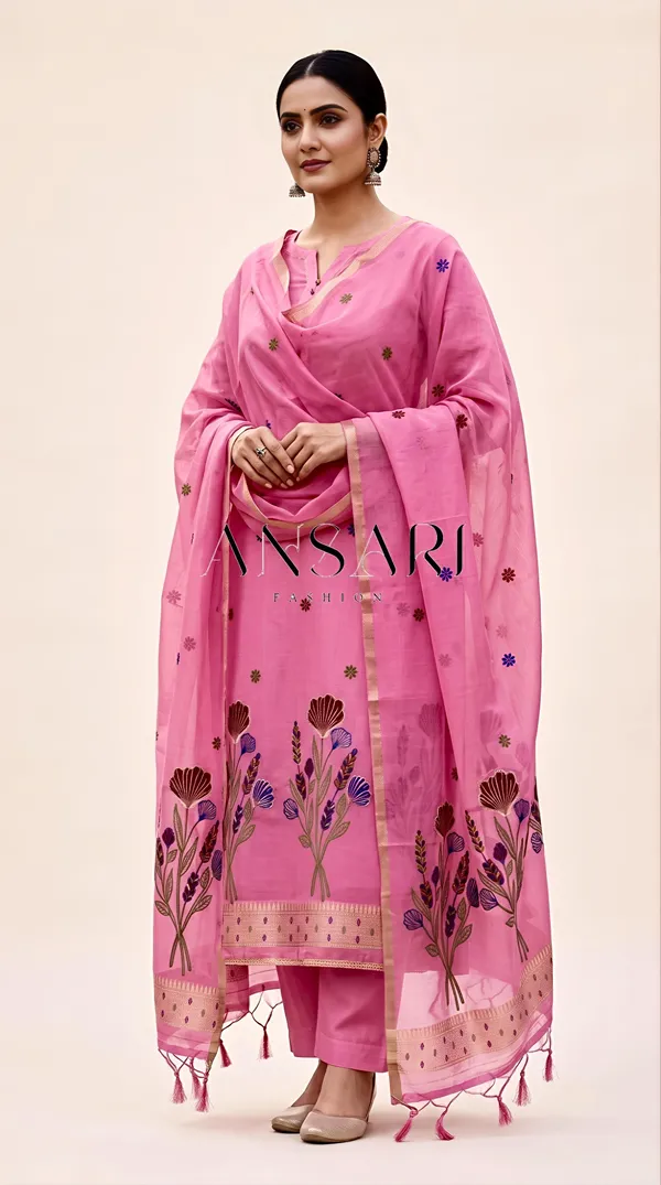 Banarasi_Jamdani_Cotton_Suit_Set_–_Elegant_Festive_Wear