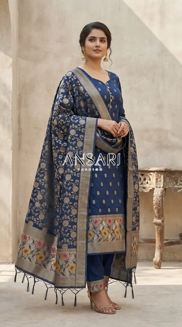 dark_blue_Banarasi_Cotton_Silk_Tilfi_Meena_Suit_Material__Premium_Unstitched_3-Piece_Set
