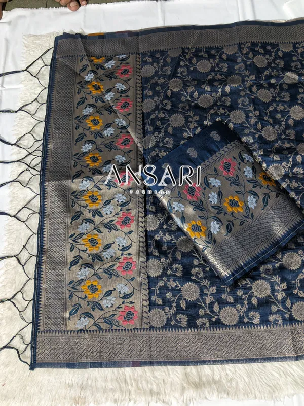 dark_blue_Banarasi_Cotton_Silk_Tilfi_Meena_Suit_Material__Premium_Unstitched_3-Piece_Set