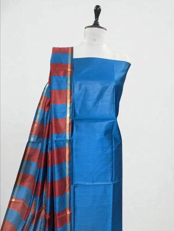 Banarasi_Suits_–_Cotton_with_Zari_Pallu_Dupatta_–_Jarman_Blue_with_Red_Stripe