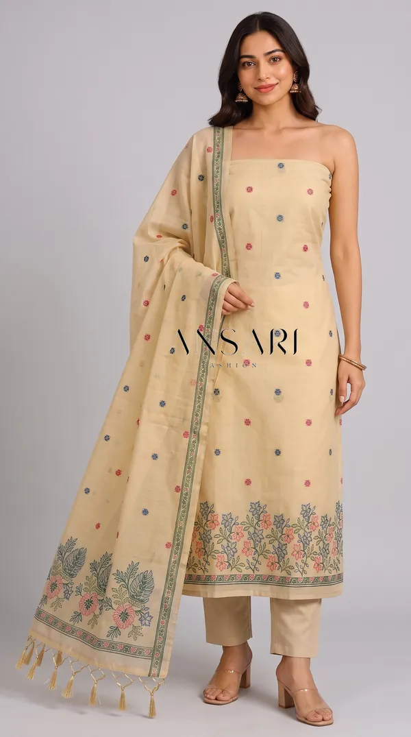 Banarasi_Jamdani_Cotton_Suit_–_Tussar_Beige_Floral_Border