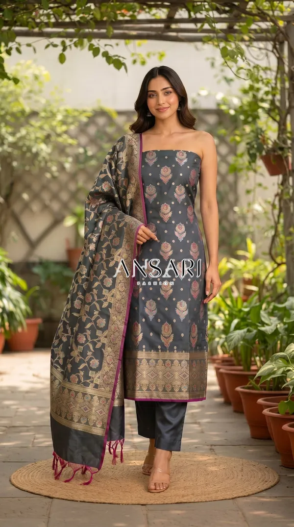 Mehndi_Soft_Katan_Banarasi_Silk_Tilfi_Meena_Zari_Woven_Unstitched_Suit_Set_for_Women
