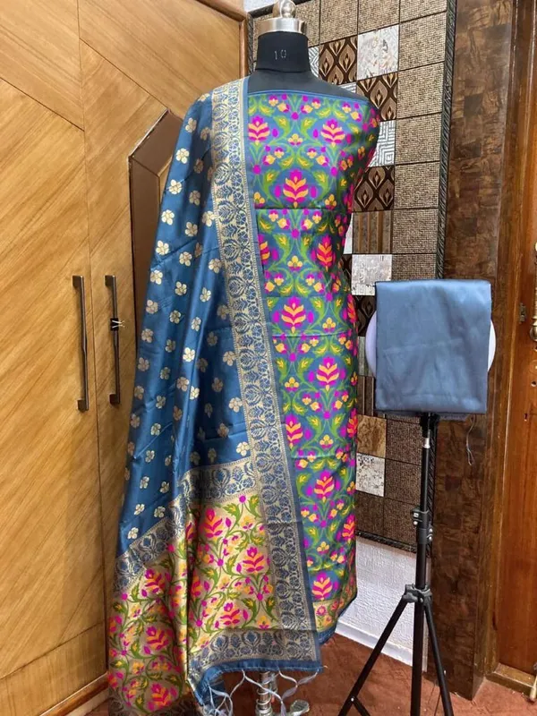 Grey_Banarasi_Silk_Suit_with_Meena_Weaving_–_Matching_Top_&_Dupatta_Design_|_Premium_Unstitched_3-Piece_Set
