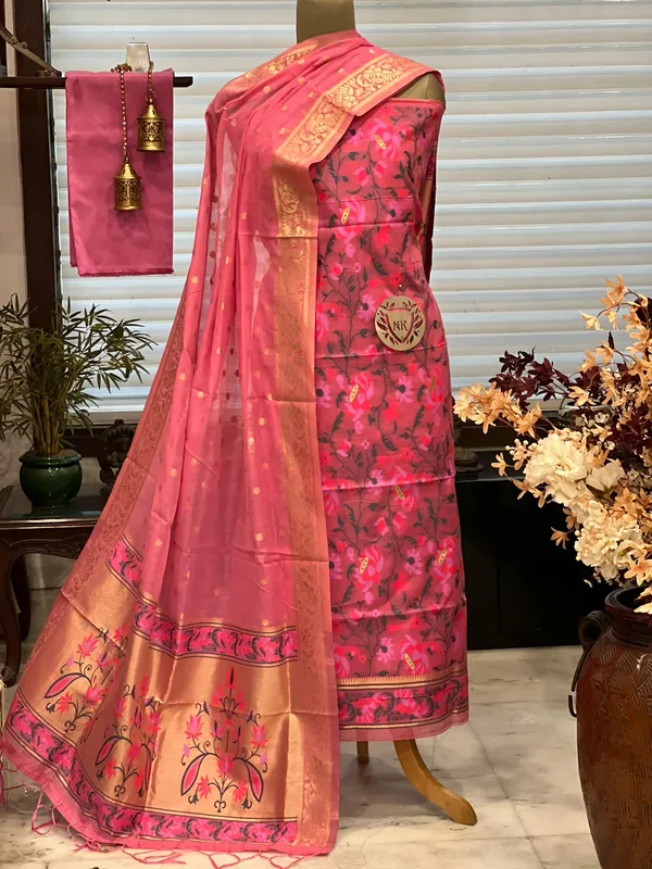 pink_Banarasi_Cotton_Silk_Tilfi_Meena_Suit_Material__Premium_Unstitched_3-Piece_Set