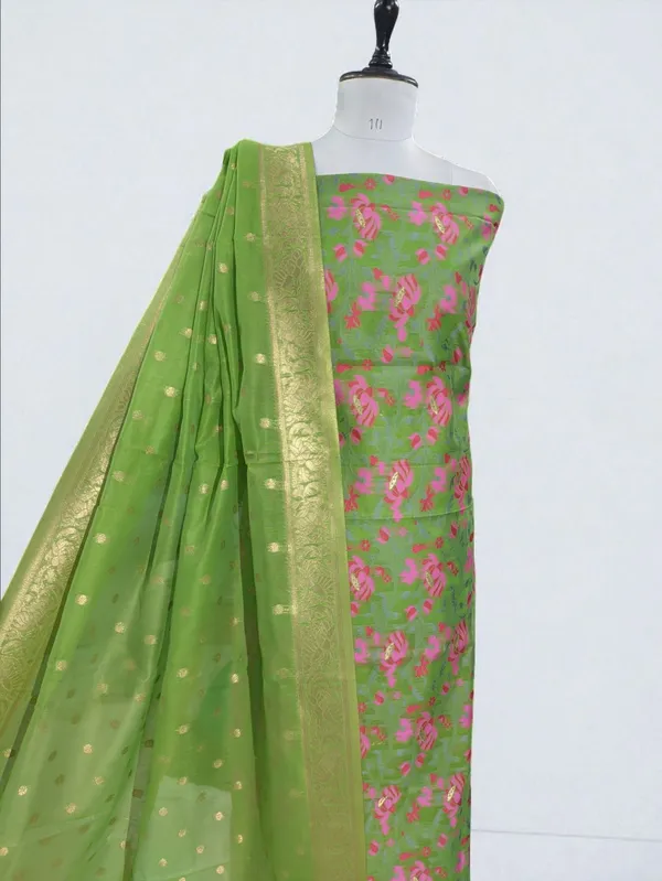 Green_Silk_Unstitched_Suit_Material_for_Women