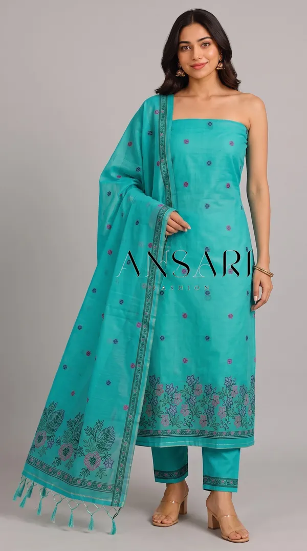 Banarasi_Jamdani_Cotton_Suit_–_Sea_Green_Floral_Buti_&_Jhalar_Dupatta